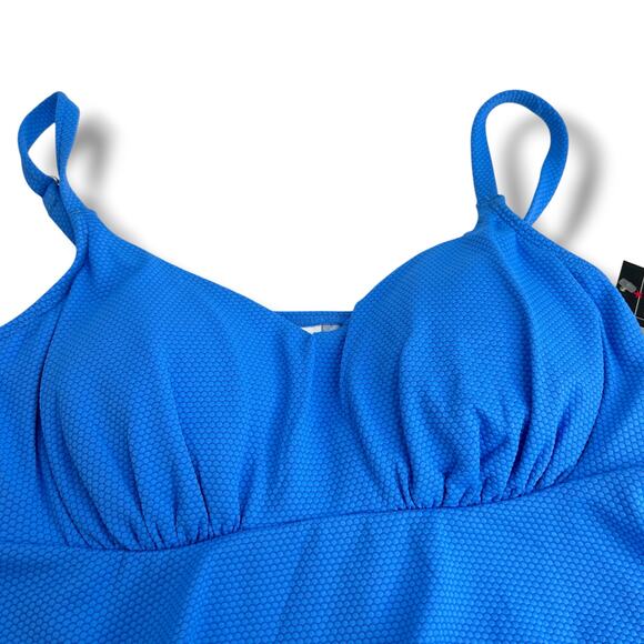 NEW Swim Solutions Blue Textued Tankini Top Size 10 A-Line Flowey Swimsuit beach - Picture 6 of 10